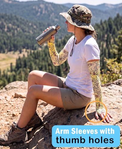Aueyan Arm Sleeves for Men Women,Cooling Sleeves with Thumb Holes,Funny Sun Protection Arms Cover with Print Pattern - color: Ducks Yellow
