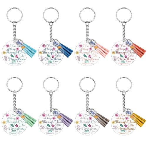 Xiahuyu Christian Gifts for Women Unique 8 Pcs Bible Verse Keychains Inspirational Religious Gifts for Women for Birthday Graduation Mothers Day Thanksgiving Easter Christmas Spiritual Gift for Her