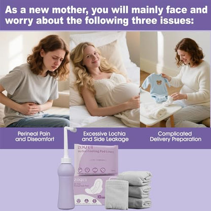 Postpartum Essentials Recovery Kit for New Moms, 16 Pcs Perineal Care Set with Peri Bottle, Disposable Underwear, Postpartum Pads & Cooling Pad Liners, Hospital Bag Essentials - size: 4-ln-1