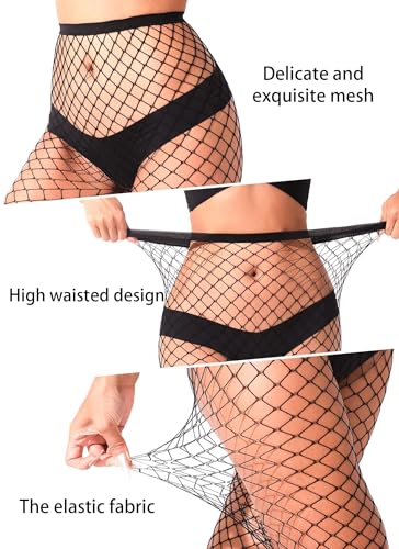 lmotpe Plus Size Fishnet Tights Stockings Women's High Waist Stockings for Women - color: Black Lms Mesh 3