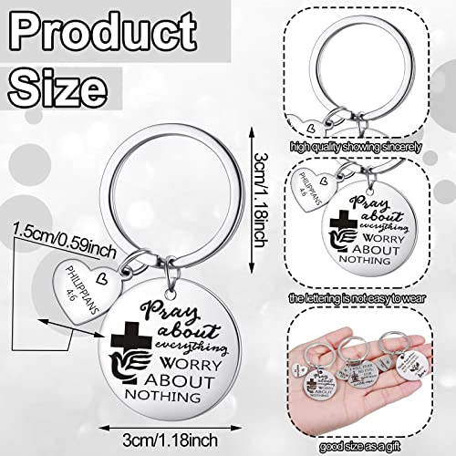Sinmoe 10 Pcs Christian Keychains Bible Verse, Silver Faith Cross Keyring