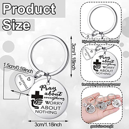 Sinmoe 10 Pcs Christian Keychains Bible Verse, Silver Faith Cross Keyring
