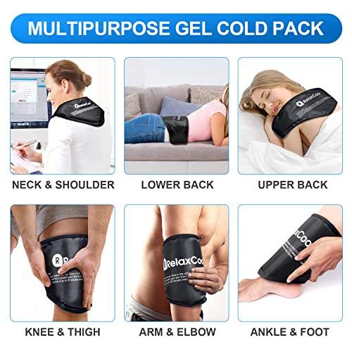 Neck Ice Pack Wrap, RelaxCoo Reusable Gel Ice Pack for Neck Shoulders, Cold Compress Therapy for Pain Relief, Injuries, Swelling, Bruises, Sprains, Inflammation and Cervical Surgery Recovery - style: BLack-1 Pack