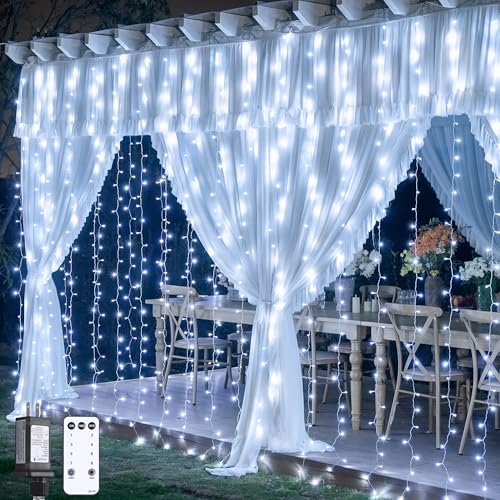 JMEXSUSS 300 LED Curtain Lights, Indoor String Lights for Bedroom, White - color: White, size: 300 LED