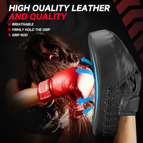 Boxing Pads Curved Focus Mitts, Training Pads,MMA Muay Thai Kickboxing Coaching Martial Arts Punching Hand Target Strike Shield & Boxing Mitts - color: Black
