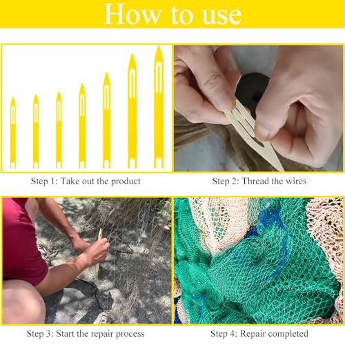 Fishing Netting Needle Shuttles Net Mending Needle Shuttles Set Fishing Net Sewing Needles Repair Line Kit Weaving Shuttle Netting Needles Plastic Portable Compact - color: Yellow