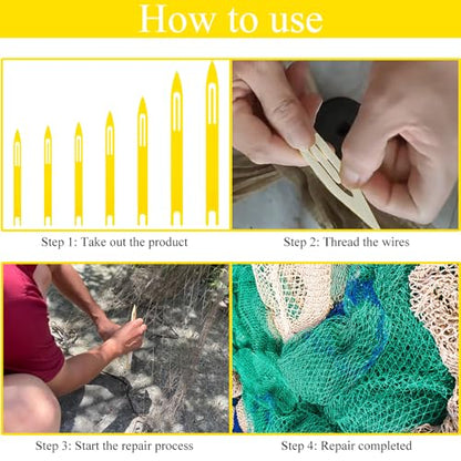 Fishing Netting Needle Shuttles Net Mending Needle Shuttles Set Fishing Net Sewing Needles Repair Line Kit Weaving Shuttle Netting Needles Plastic Portable Compact - color: Yellow