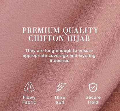 Premium Chiffon Hijab Scarf for Women Lightweight Non Slip Fashion Scarves - color: Dusty Rose, size: 1 Pack
