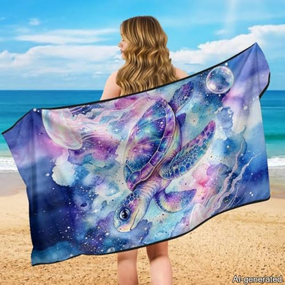 Sea Turtle Print Towel Automotive Seat Covers Jellyfish Print Athletic Towels for Car Seats with Storage Bag Absorbent Microfiber Towels Universal Fit Truck Sedan SUV - color: Blue-Sea Turtle Jellyfish