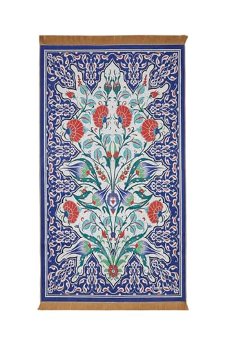 SODEF Prayer Rug Velvet Chenille Base Polyester Multi-Color Floral Design Soft Comfortable Seccade for Muslim Prayer Mat Home Decor One Size - Multicolor