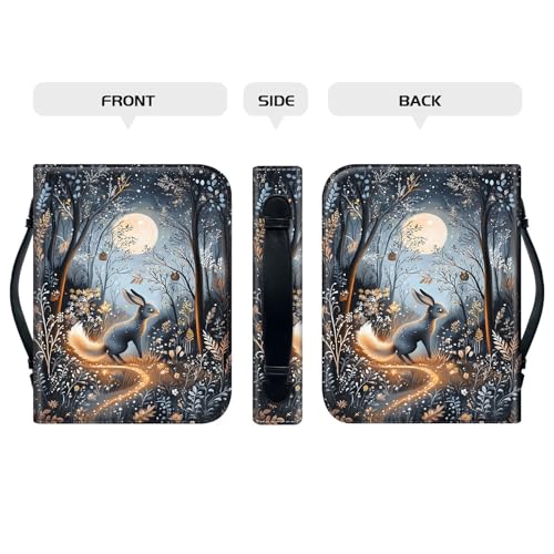 PU Leather Bible Cover with Handle & Pockets, Large Capacity Bible Case, Water-Resistant Scripture Organizer Bag with Bonus Card Holder, Christian Gift for Women & Men, Hare - color: Hare