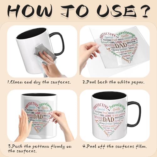 UV DTF Cup Wrap 12 Sheets Daddy Transfer Sticker | High Definition Colors, Strong Adhesion, Cold Transfer Printing, with UV Protective Layer, Wide Pattern Selection - style: Father's Day Daddy Heart