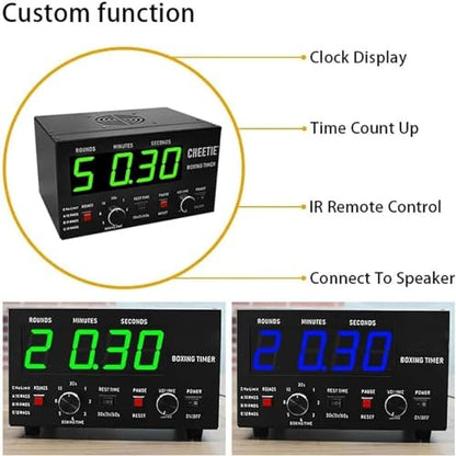 Boxing Round Timer,Mini Gym Timer with Adjustable Sound,Selectable Training Time and Cycle Repetitions for Boxing Competitions and Training,Blue - color: Blue