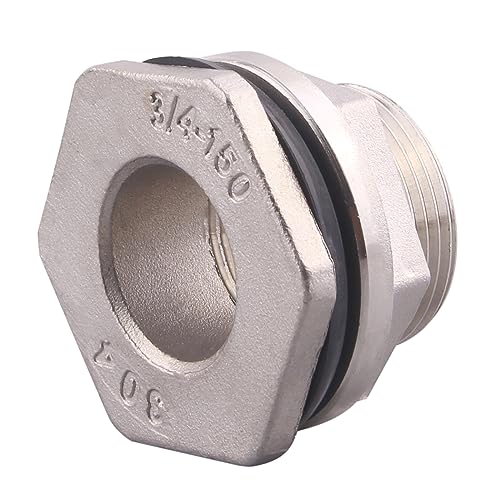 DERNORD 3/4" Female Bulkhead Water Tank Connector Stainless Steel Bulkhead Fittings Pack of 5 - size: 3/4 Inch, style: Pack of 5