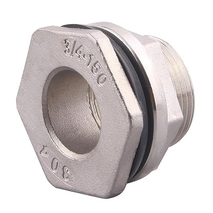 DERNORD 3/4" Female Bulkhead Water Tank Connector Stainless Steel Bulkhead Fittings Pack of 5 - size: 3/4 Inch, style: Pack of 5