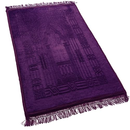 Empire Home Purple Islamic Prayer Rug Oversized Soft Thick Plush Musalla Mat - for Men Women Childred - سجادة صلاة - color: Purple