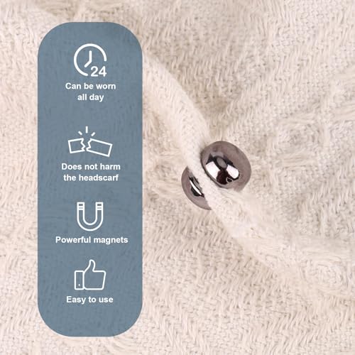 8pcs Strong Magnetic Hijab Pins - Multi-Purpose No-Snag Buttons, Scarf Clasp, Pinless Brooch for Women's Clothing (Silver)