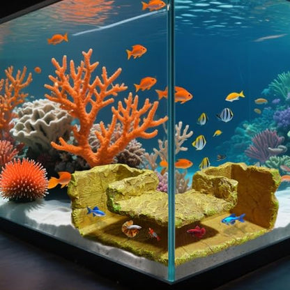 90° Corner Fish Cave Viewing Tunnels | Realistic Rock Formation Hideout for Shrimp, Plecos, Cichlids | BPA-Free Premium Resin, Safe for Aquarium (5.3”x5.3”x2.8”) - style: Rock