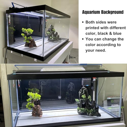 ELEBOX Aquarium Background Blue Black Fish Tank Background Picture 2 Sides Fish Backdrop for Aquarium Wallpaper 16"x 40" - size: 15.7" H x40.2" L