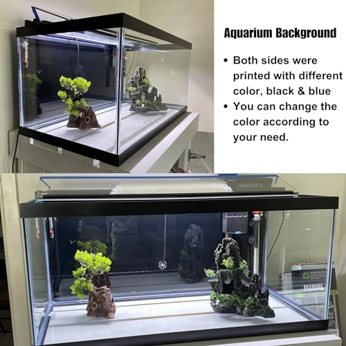 ELEBOX Aquarium Background Blue Black Fish Tank Background Picture 2 Sides Fish Backdrop for Aquarium Wallpaper 24" x 71" - size: 23.6" H x71.7" L