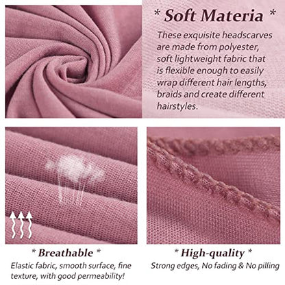XTREND 1 Pieces Stretch Head Wrap Jersey Fashion Headband Knit Turban African for Women Extra Soft Long Bohemian Breathable Turbans Tie (Pink) - color: ZF Pink