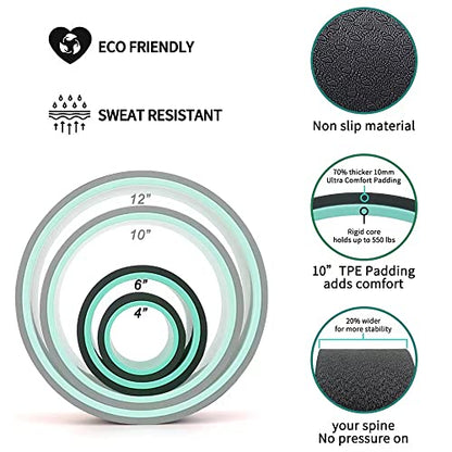 Yoga Wheel Set of 2, Upgraded 10MM Back Wheels for Pain Relief & Stretching | Strongest Thick Back Roller for Deep Tissue Massage, Improving Yoga Poses Backbend - style: Set of 2