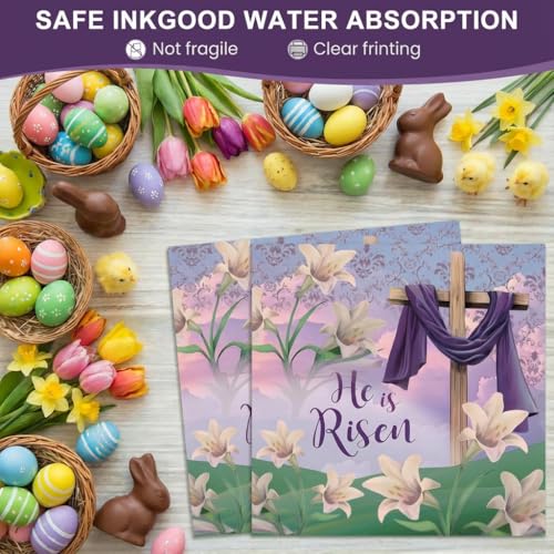 Dereinwo 50 Pcs Easter Large 12" x 10" Oval Paper Plates and Napkins Disposable Heavy Duty Paper Plates and Napkins for Easter Party Supplies - style: Easter