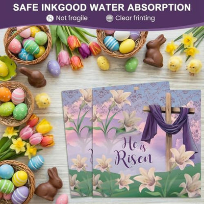 Dereinwo 50 Pcs Easter Large 12" x 10" Oval Paper Plates and Napkins Disposable Heavy Duty Paper Plates and Napkins for Easter Party Supplies - style: Easter