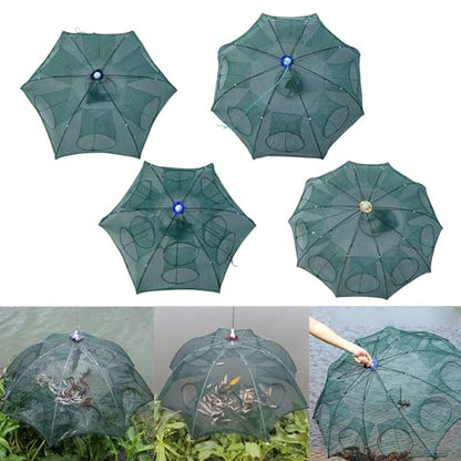 6/8/10/12 Holes Umbrella Fishing Net Cage Shrimp Fish Trap Foldable Fishing Baits Trap Crawfishes Trap Cast Net Cage - size: 12 holes