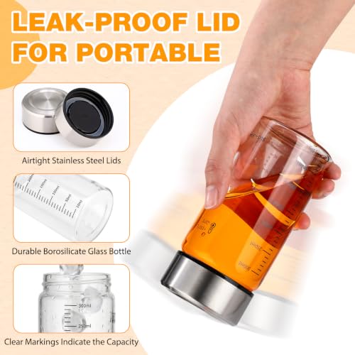 LemonRoad 12 Pack 10 oz Glass Juice Bottles Bulk Scale Wide Mouth Glass Water Bottles with Leakproof Stainless Steel Lids, Borosilicate Reusable Container for Juicing Smoothies Infused Water - size: 10 oz
