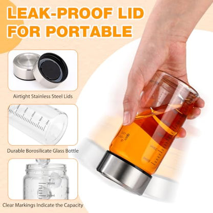 LemonRoad 12 Pack 10 oz Glass Juice Bottles Bulk Scale Wide Mouth Glass Water Bottles with Leakproof Stainless Steel Lids, Borosilicate Reusable Container for Juicing Smoothies Infused Water - size: 10 oz