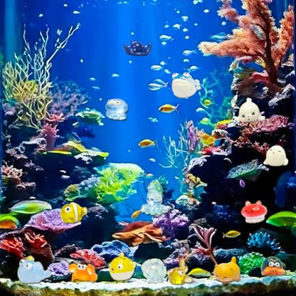 55pcs Mini Ocean Resin Animals Plastic Animals Marine Miniature Aquarium Ornaments Decorations for DIY Fish Tank Potted Micro Fairy Garden Dollhouse (56PCS Marine Animal Set) - style: 55PCS Marine Animal Set