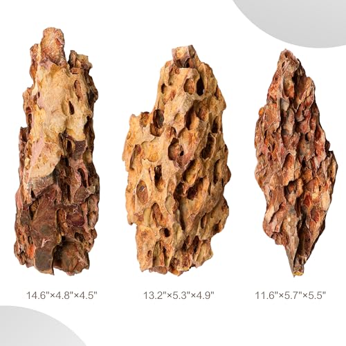 10.0-12.0 Inches Natural Dragon Stone, 3 PCS Extra Large Aquarium Rocks for Aquascaping, Terrariums, Reptile Tanks & Aquarium Décor - size: 10.0-12.0 in