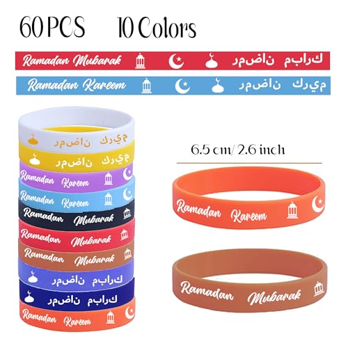 60 Sets Islamic Learning Gifts Bulk, Islamic Party Favors, 99 Names of Allah Bookmarks with Silicone Bracelets, Arabic English Muslim Gifts,Classroom Rewards, Muslim Educational Party Favors - style: Colorful-60