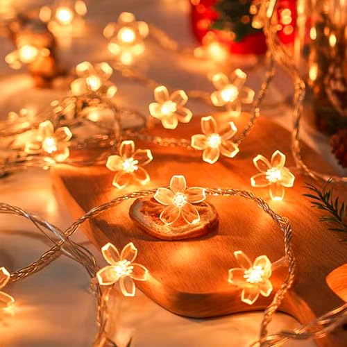33ft 100 LED Plug in Fairy Warm White Petal Flower String Lights Room Decor - style: Cherry Blossom (Warm White)