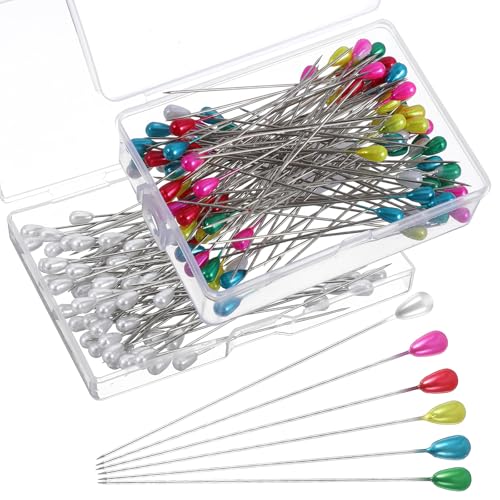 Mabor 75mm/3Inch Straight Pins Sewing, 200Pcs Pearl Head Decorative Pins