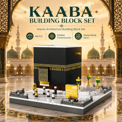 Mosque Kaaba of Mecca Building Blocks Sets Islamic Architecture Model Toys for Adults and Kids World Famous Landmark Building Kits Eid Gifts for Muslim 446PCS - style: Mosque Kaaba of Mecca