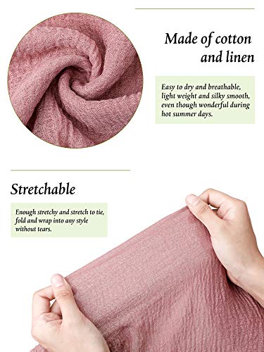 Geyoga 6 Pcs Women Scarf Shawl Hijab Scarves Cotton Crinkle Hijab for Women Blend Shawl Crinkle Wrap Head for Seasons - color: Pastel Tones