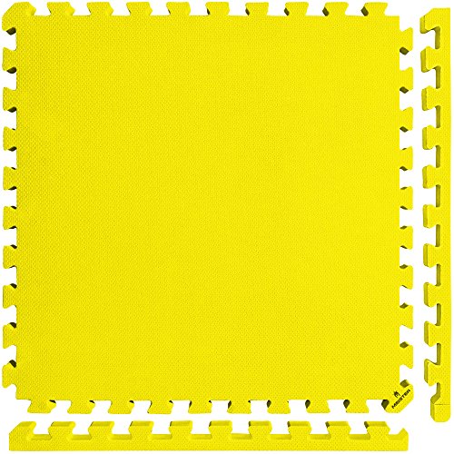 Meister X-Thick 1.5" Interlocking EVA Foam Mats - YL - 10 Tiles (40 Sqft) | Extra-thick 2X cushioning w/ anti-slip grip. 2' x 2' puzzle mats for wrestling, MMA, gymnastics, home gyms and play areas - color: Yellow, size: 10 Tiles (40 Sqft)