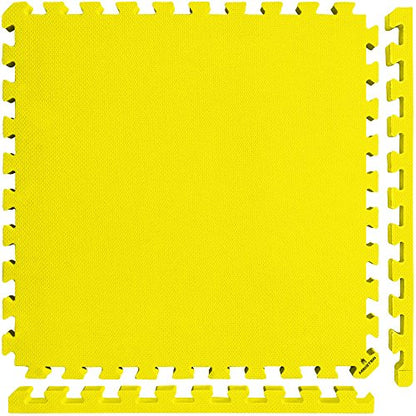 Meister X-Thick 1.5" Interlocking EVA Foam Mats - YL - 36 Tiles (144 Sqft) | Extra-thick 2X cushioning w/ anti-slip grip. 2' x 2' puzzle mats for wrestling, MMA, gymnastics, home gyms and play areas - color: Yellow, size: 36 Tiles (144 Sqft)