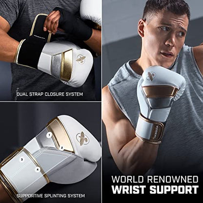Hayabusa T3 Boxing Gloves - Sparring | Sparring Gloves, Muay Thai Gloves, Kickboxing Gloves, Heavy Bag Gloves, Boxing Gloves for Men and Women, Boxing Gloves - color: White/Gold, size: 10oz