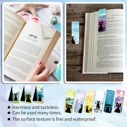 48 Pieces Magnetic Bookmarks Magnet Page Markers - Book Marks for Reading Women & Men with Storage Boxes - Gifts for Cat Lovers, Cute Magnet Bookmark Clips for Reading Pleasure (Cat Style A) - size: 48, style: Cat Style A