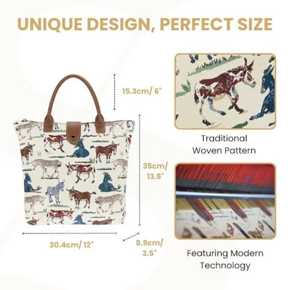 Signare Tapestry Foldable Tote Bag Reusable Shopping Bag Grocery Bag - color: Happy Donkey