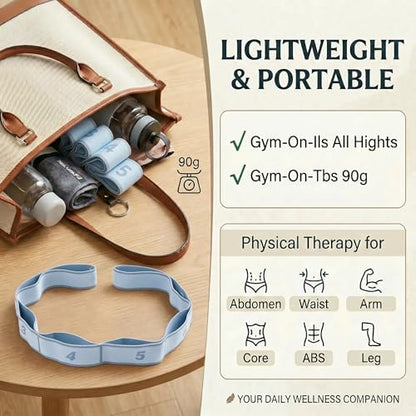 Resistance Bands for Legs: 8-Section Stretching Strap Yoga Strap with Loops | Stretch Bands for Exercise, Elastic Band Stretch Strap for Glutes Physical Therapy, Dance Flexibility Home Pilates Equipment - color: Blue