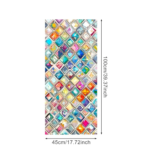 Window Privacy Film Vibrant Diamond Stained Glass Window Film Decorative - color: Mini Diamond Mosaic