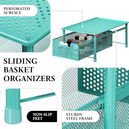Simple Houseware Stackable Cabinet Basket Drawer Organizer, Turquoise - color: Turquoise, size: 1-Tier