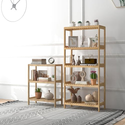 Bamboo Rack, Adjustable Bamboo Shelf, Bathroom Living Room, 5-Tier - size: 5-Tier