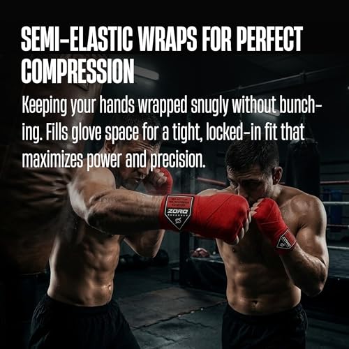 ZORQ Boxing Hand Wraps - Professional Mexican Style Semi-Elastic Handwraps for Boxing, MMA, Muay Thai & Kickboxing - 4.5M Inner Gloves with Thumb Loop & Secure Hook & Loop Closure - color: Blue
