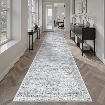 Soalmost Runner Rug 2x10 Washable Non-Slip Hallway Kitchen Runners Grey - color: Grey, size: 2' x 10' (Runner)