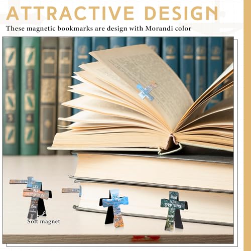 Resurhang 48 Pcs Magnetic Bookmarks Christian Cross Magnetic Page Markers Religious Bible Verses Bookmarks for Mother's Day Women Student Church Study Group Graduation Coworker Team (Landscape) - style: Landscape